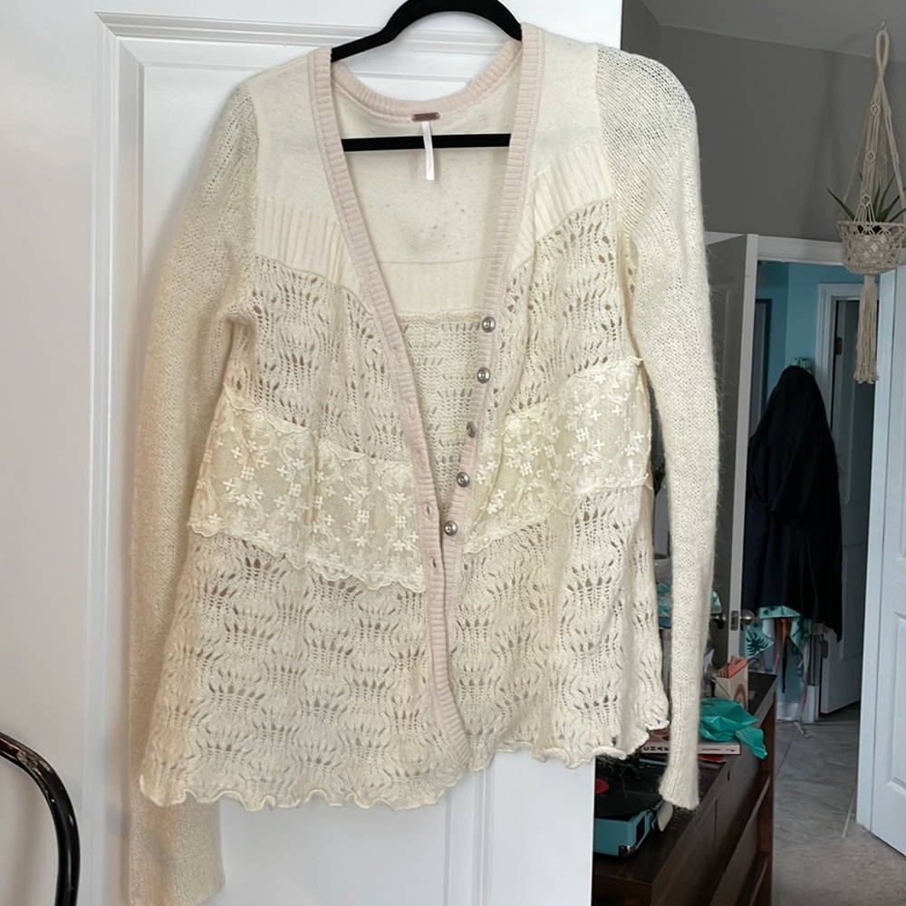 Free People Lace Detail Cardigan